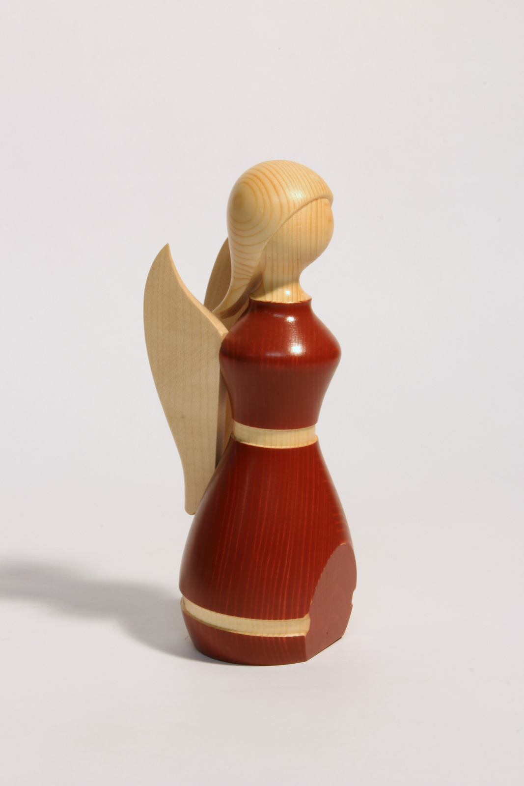 Engel rot  - Holzfigur gedrechselt