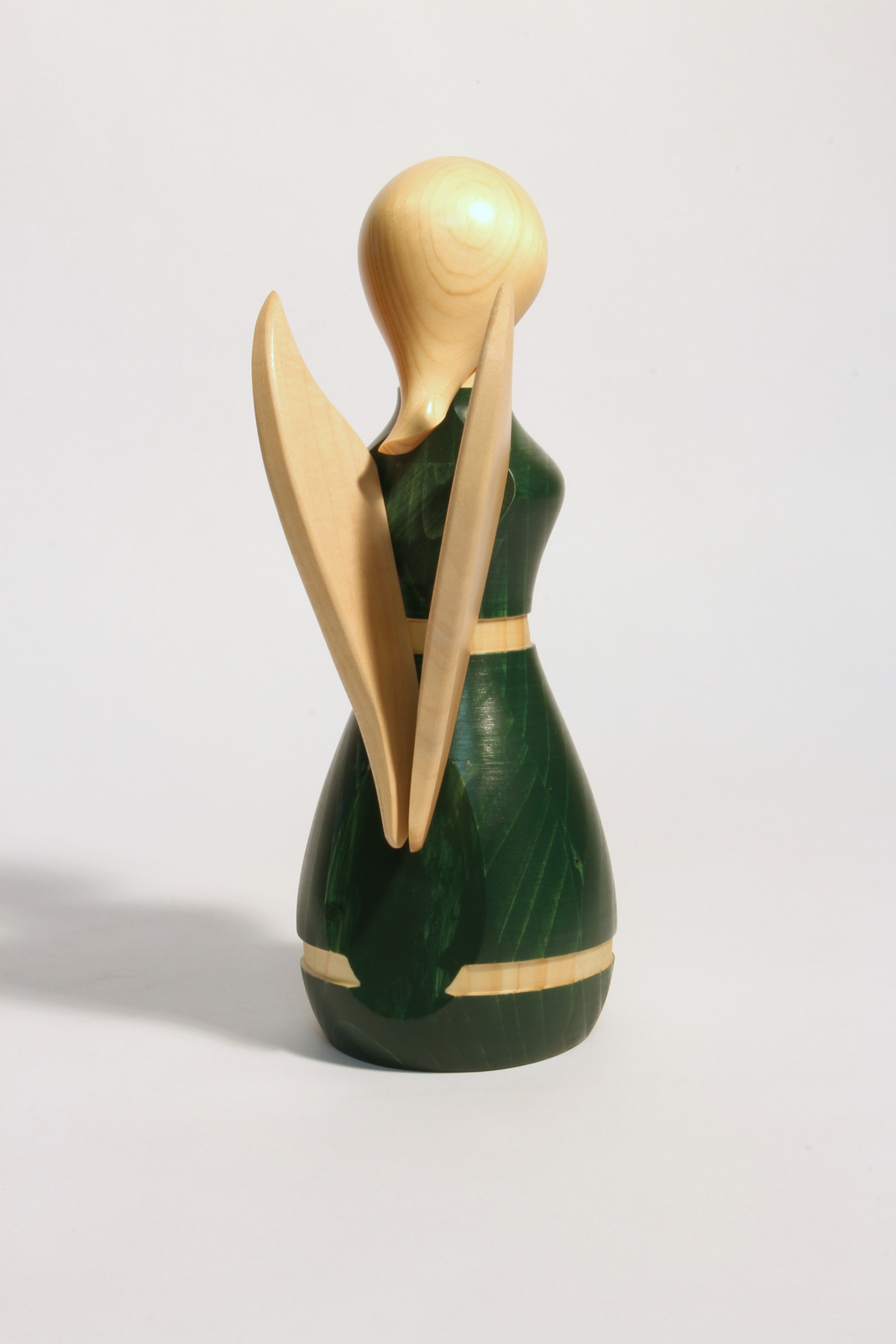 Engel grün  - Holzfigur gedrechselt