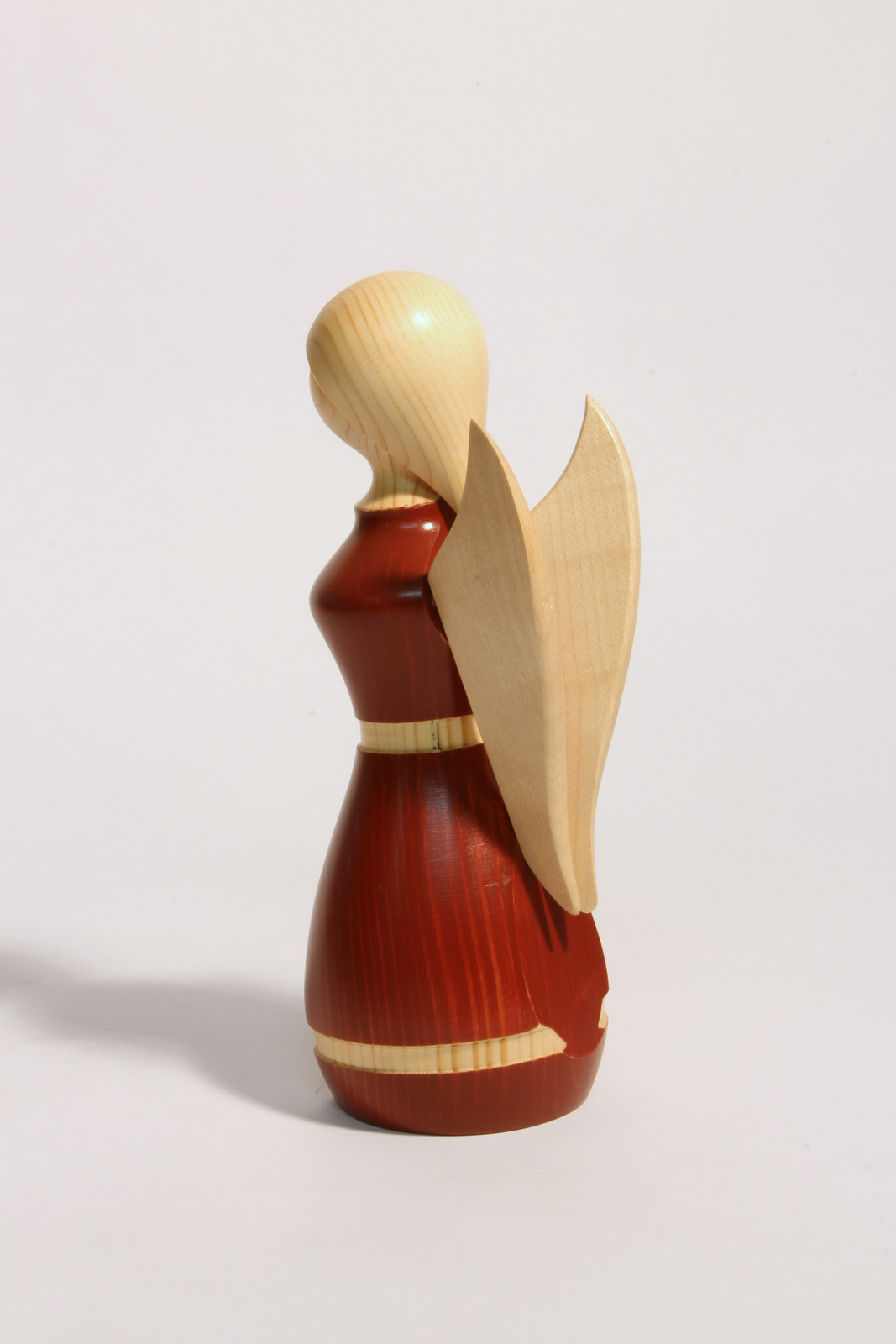 Engel rot  - Holzfigur gedrechselt