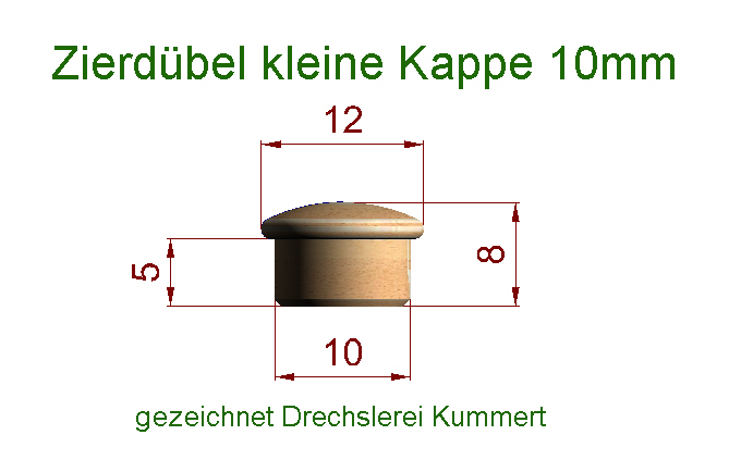 Zierdübel kleine Kappe 10mm