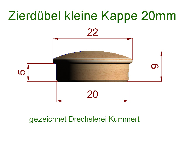 Zierdübel kleine Kappen 20mm