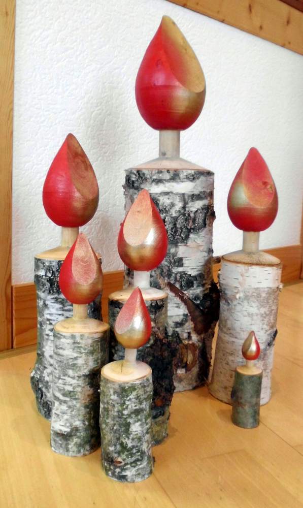 holzkerze Holzkerzen Birke gedrechselt