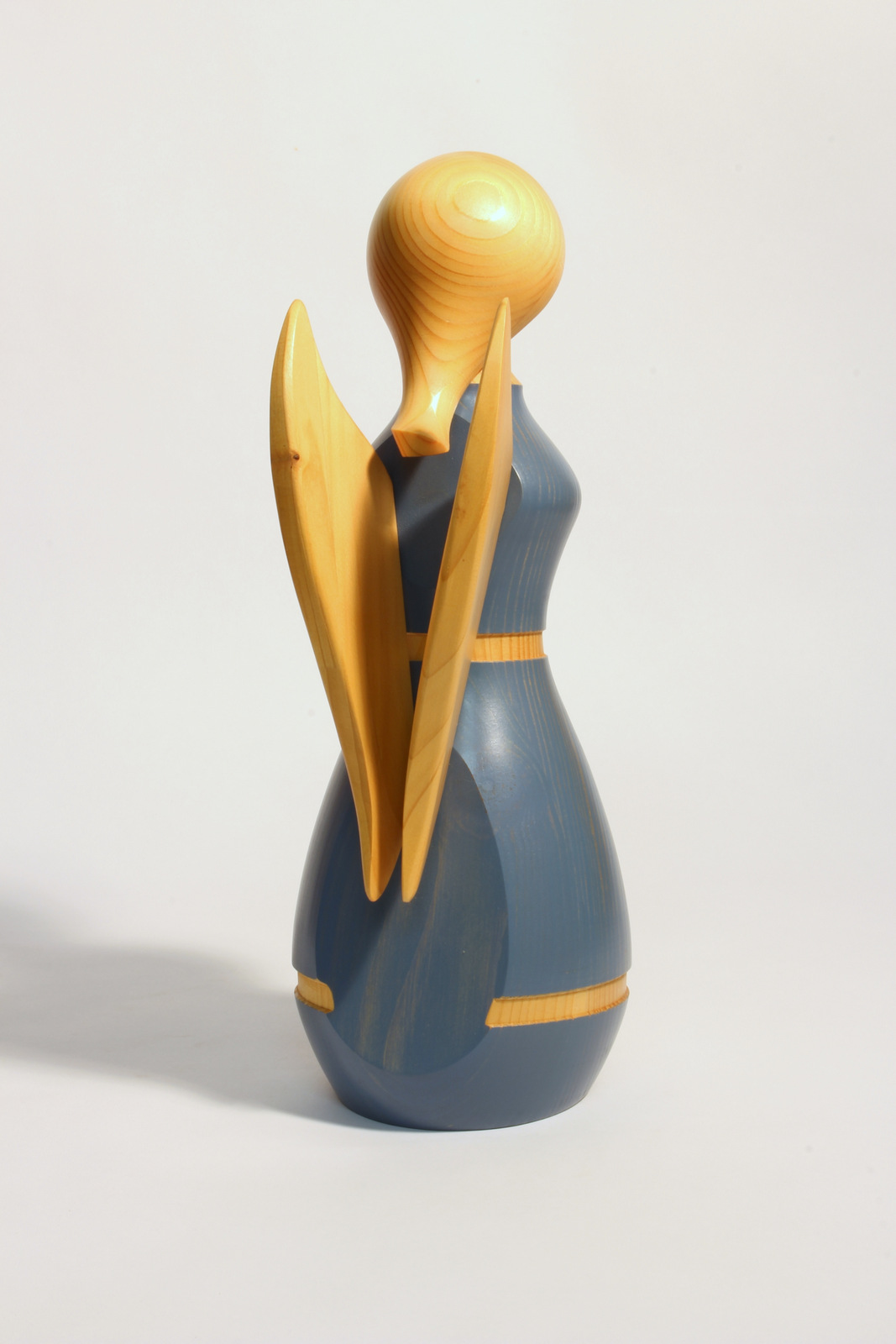 Engel blau  - Holzfigur gedrechselt