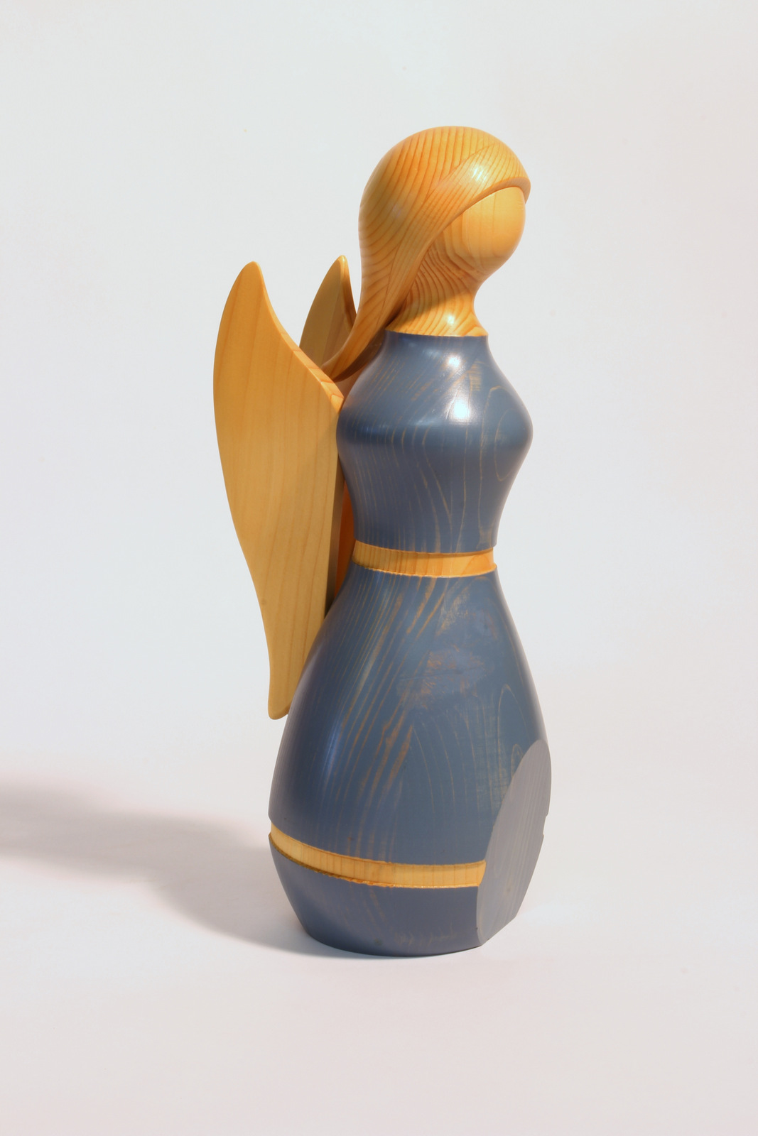 Engel blau  - Holzfigur gedrechselt