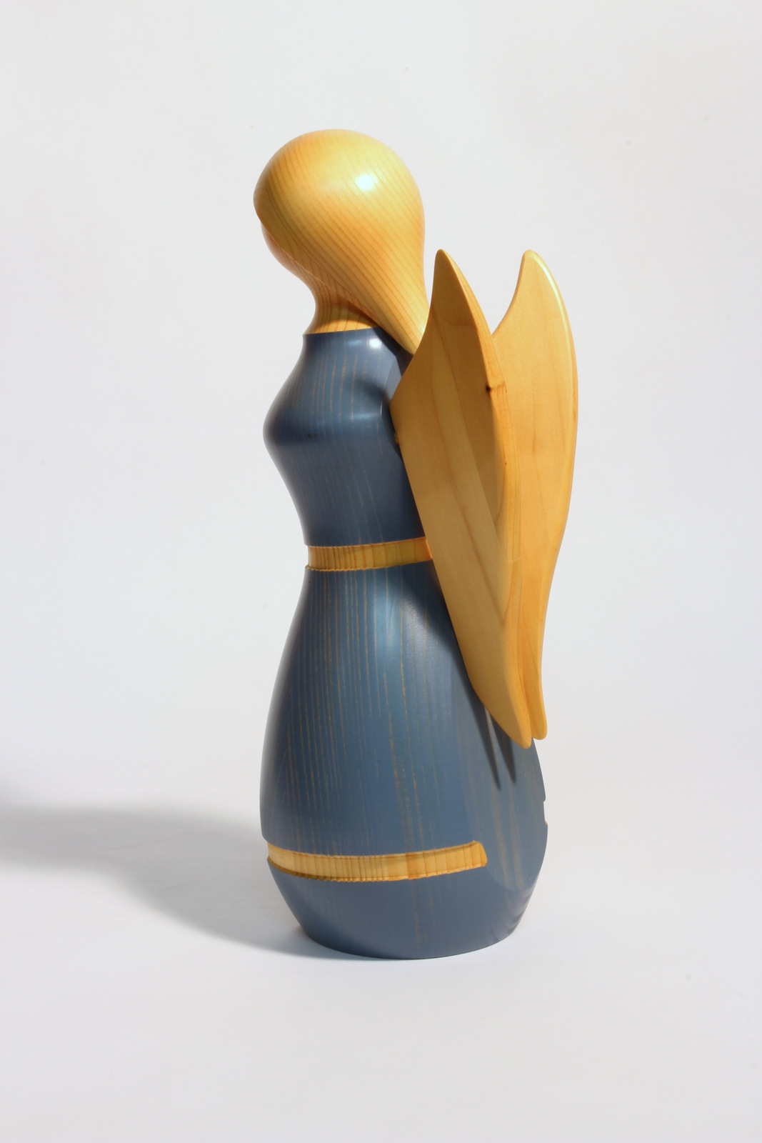 Engel blau  - Holzfigur gedrechselt