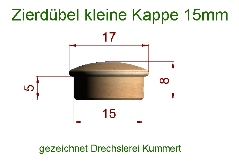 Zierdübel kleine Kappe 15mm