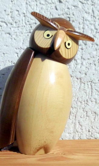 Eule-4 Eule - Holzfigur gedrechselt