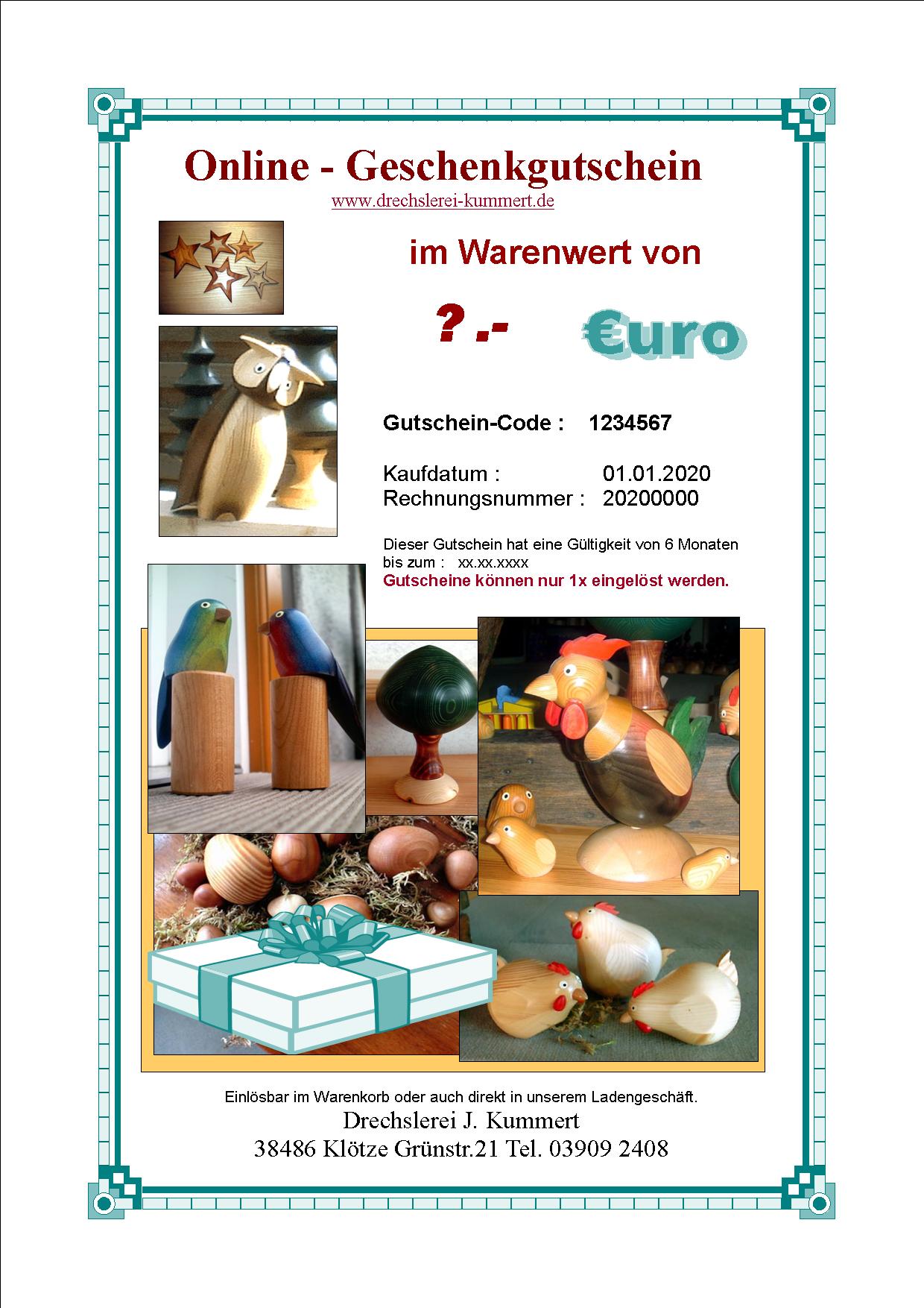 Muster-Online-Gutschein Muster Online-Gutschein